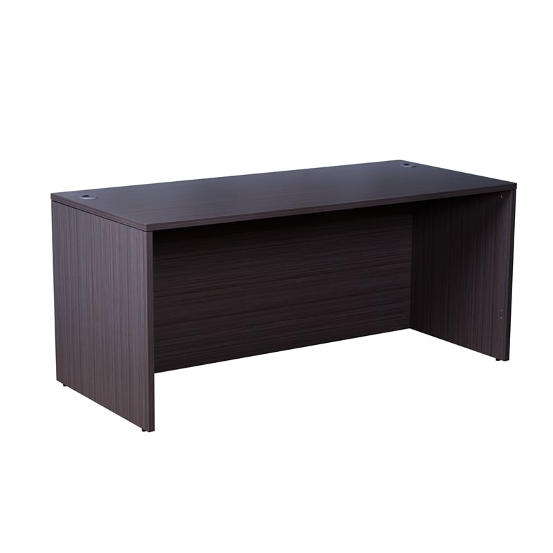 Scranton & Co Engineered Wood L-Shape Desk with Pedestal in Mahogany