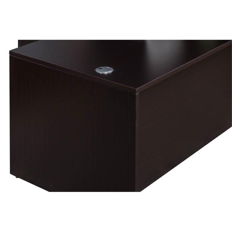 Scranton & Co Engineered Wood L-Shape Desk with Pedestal in Mocha