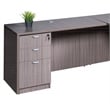 Scranton & Co Engineered Wood L-Shape Desk with Pedestal in Driftwood
