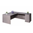 Scranton & Co Engineered Wood L-Shape Desk with Pedestal in Driftwood