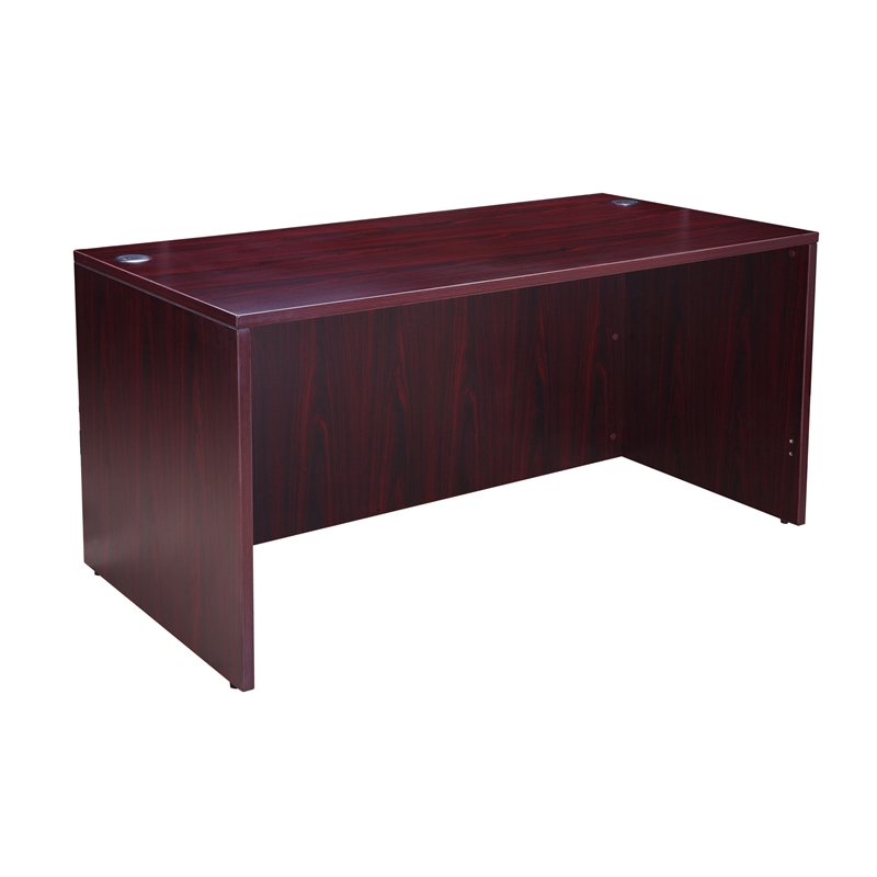 Scranton & Co Engineered Wood L-Shape Desk with Pedestal in Mahogany