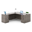 Scranton & Co Engineered Wood L-Shape Desk with 2 Pedestals in Driftwood