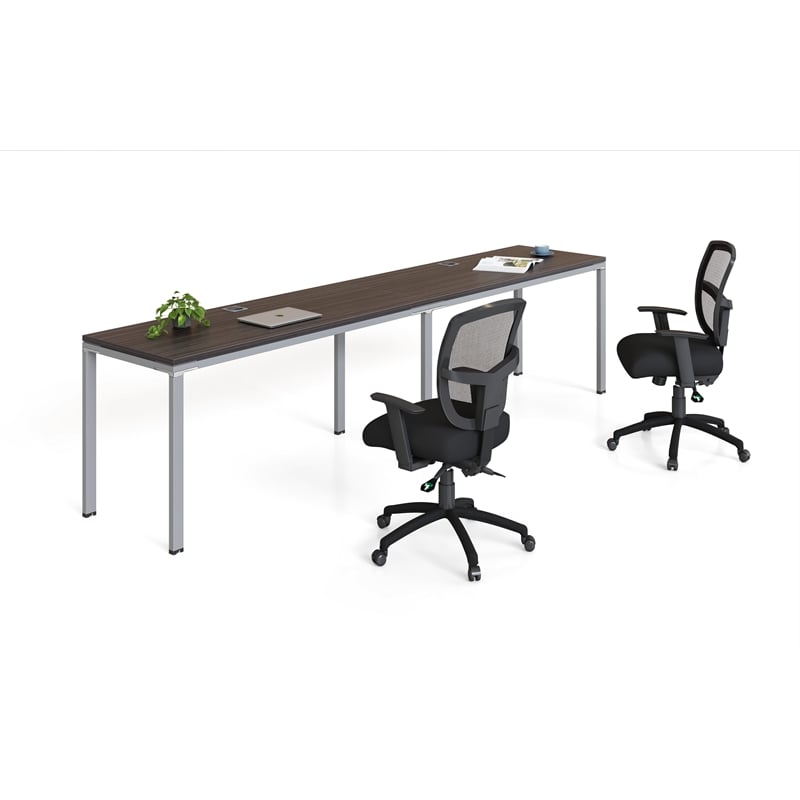 Scranton & Co Engineered Wood Side by Side Double Desks in Driftwood