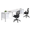 Scranton & Co Wood Side by Side Double Desks with 2 Pedestals in White