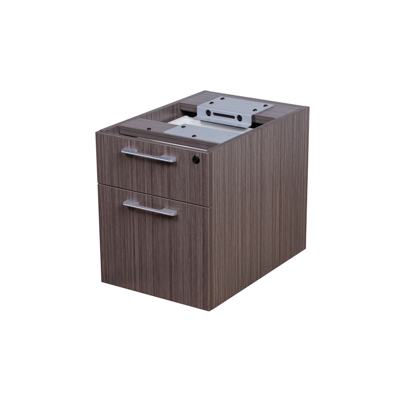 Scranton & Co Wood Side by Side Double Desks with Pedestals in Driftwood