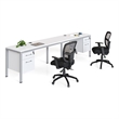 Scranton & Co Wood Side by Side Double Desks with 2 Pedestals in White