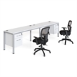 Scranton & Co Wood Side by Side Double Desks with 2 Pedestals in White