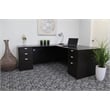 Scranton & Co Engineered Wood L-Shape Desk with 2 Pedestals in Mocha