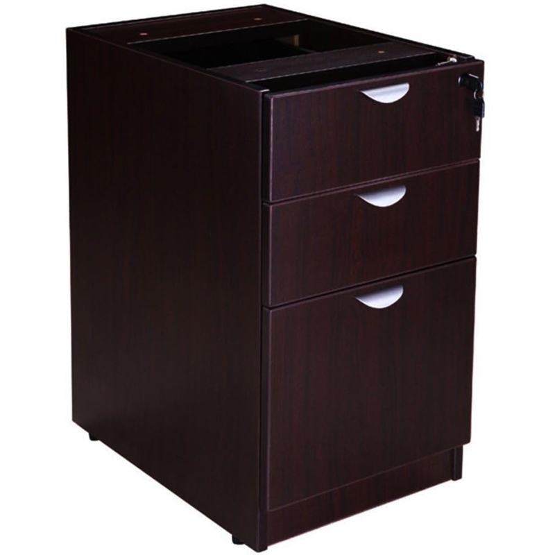 Scranton & Co Engineered Wood L-Shape Desk with 2 Pedestals in Mocha