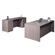 Scranton & Co Engineered Wood Desk and Credenza with 2 Pedestals in Driftwood