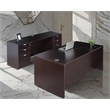 Scranton & Co Engineered Wood Desk and Credenza with 2 Pedestals in Mocha