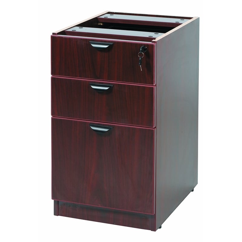 Scranton & Co Wood U-Shape Desk Credenza with Pedestal and Hutch in Mahogany