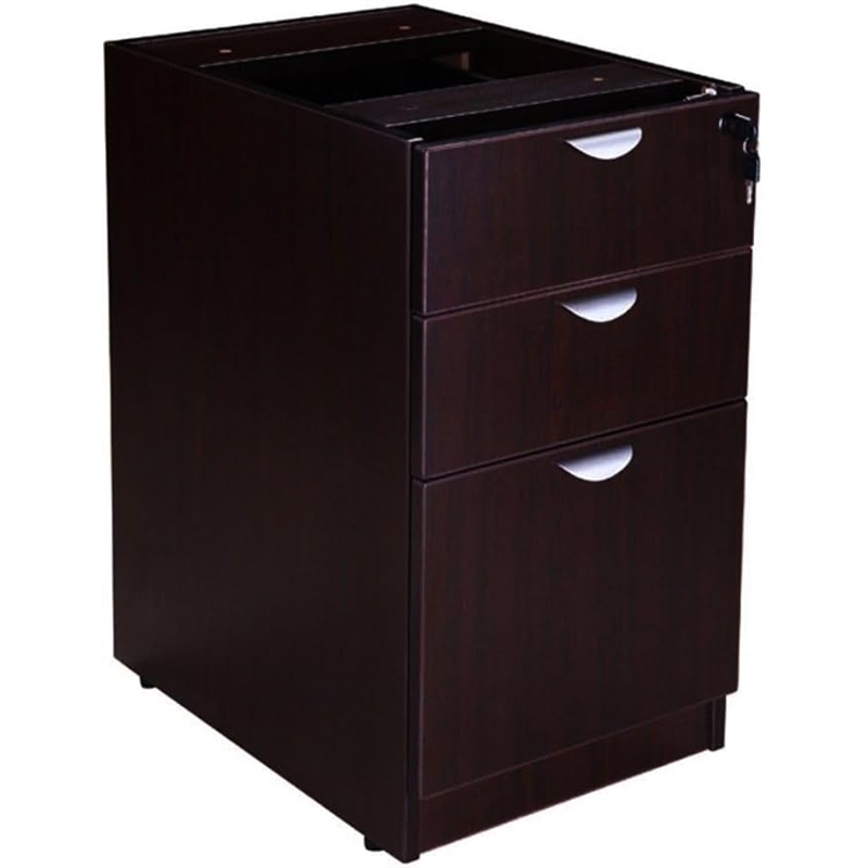 Scranton & Co Wood U-Shape Desk Credenza with Pedestal and Hutch in Mocha