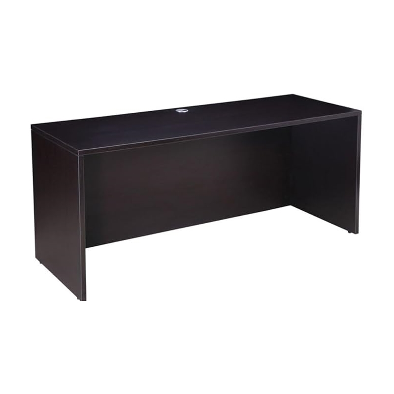 Scranton & Co Wood U-Shape Desk Credenza with Pedestal and Hutch in Mocha