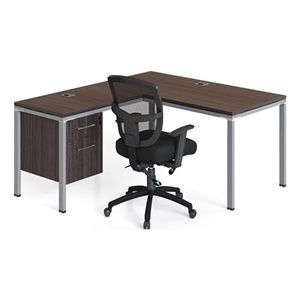 Scranton & Co Engineered Wood 60&quot x 24&quot L Desk with (1) Pedestal in Driftwood