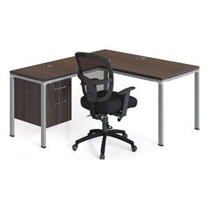 Scranton & Co Engineered Wood 66&quot x 24&quot L Desk with (1) Pedestal in Driftwood