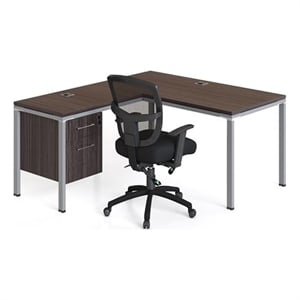 Scranton & Co Engineered Wood 48&quot x 24&quot L Desk with (1) Pedestal in Driftwood