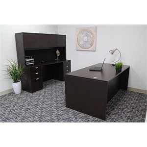 Scranton & Co 66&quot Office Suite with 2 File Pedestals in Mocha