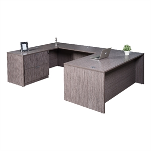 Scranton & Co 66&quot U-Shape Desk with Lateral File in Driftwood