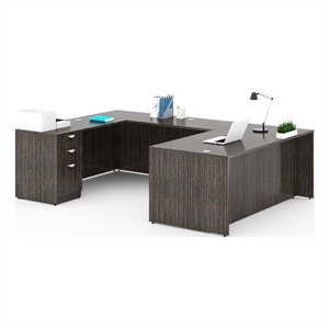 Scranton & Co 71&quot U-Shape Desk with File Pedestal in Driftwood