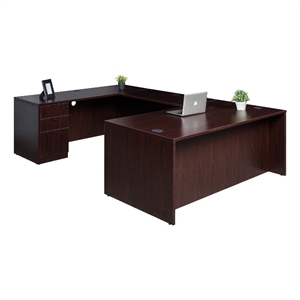 Scranton & Co 71&quot U-Shape Desk with File Pedestal in Mahogany