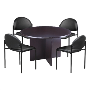 Scranton & Co 42&quotW Conference Table with 4 Stacking Chairs in Mocha