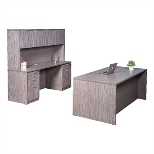 Scranton & Co 71&quot Office Suite with 2 File Pedestals in Driftwood