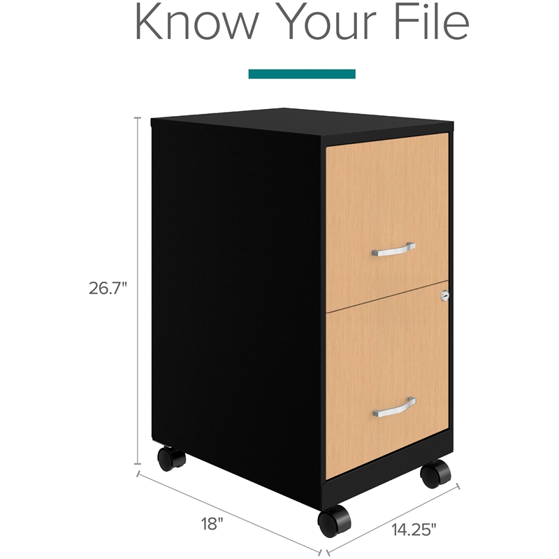 Scranton & Co Home Office Metal Desk and Storage Set in Black / Maple