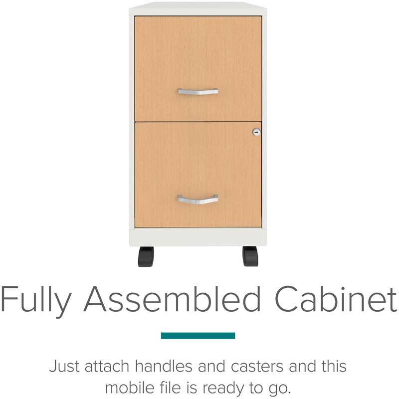 Scranton & Co Home Office Metal Desk and Storage Set in White / Maple
