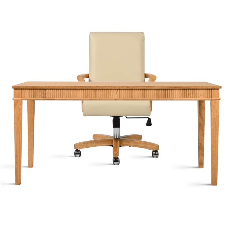 Scranton & Co Writing Desk & Executive Chair Set in Neutral Cream Beige