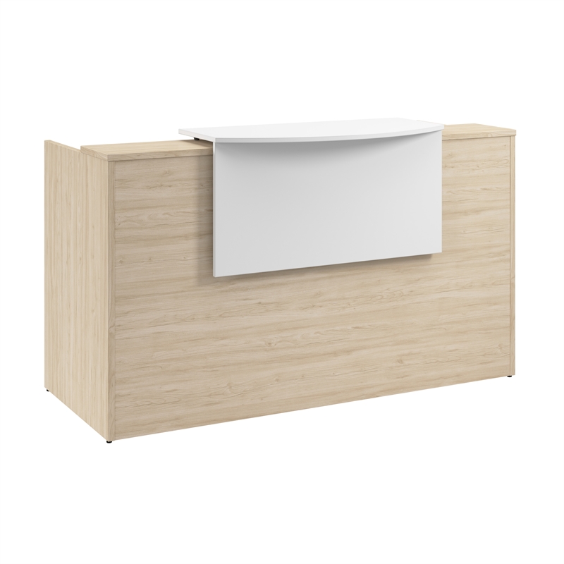 Scranton & Co Wood 72W x 30D Reception Desk with Drawers in Natural Elm
