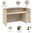 Scranton & Co Wood 72W x 30D Reception Desk with Drawers in Natural Elm