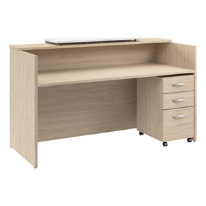 Scranton & Co Wood 72W x 30D Reception Desk with Drawers in Natural Elm