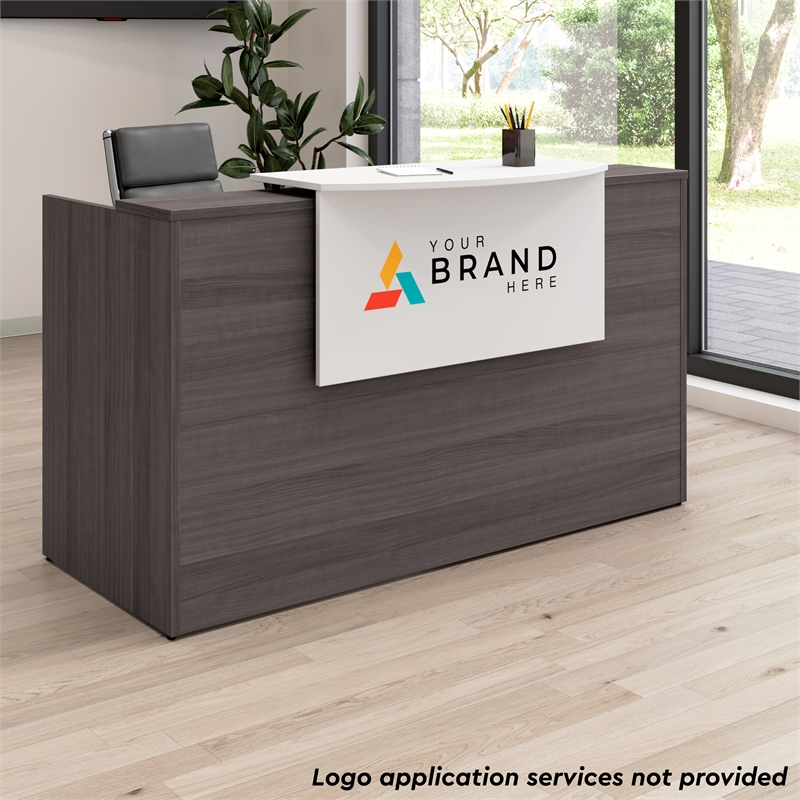 Scranton & Co Wood 72W x 30D Reception Desk with Drawers in Storm Gray