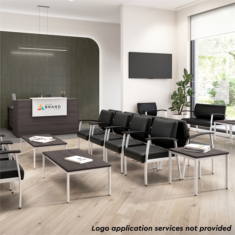 Scranton & Co Wood 72W x 30D Reception Desk with Drawers in Storm Gray