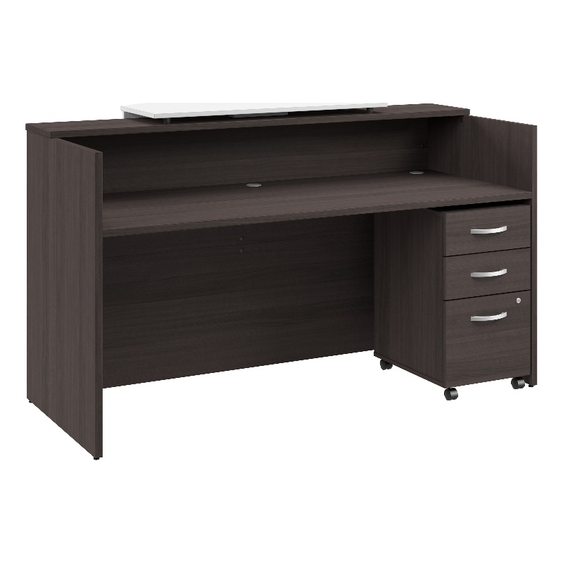 Scranton & Co Wood 72W x 30D Reception Desk with Drawers in Storm Gray