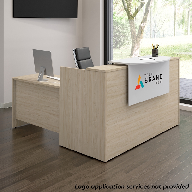 Scranton & Co Engineered Wood 72W x 72D L-Shaped Reception Desk in Natural Elm