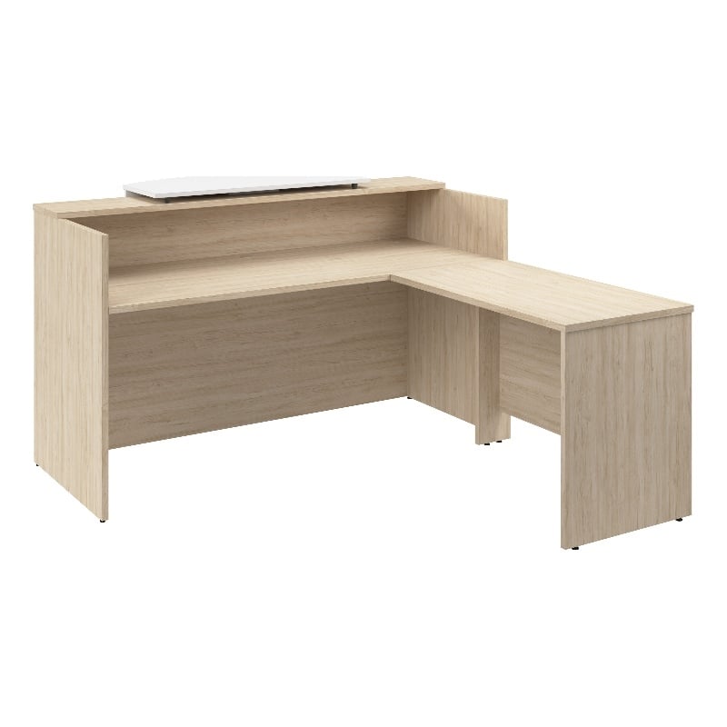 Scranton & Co Engineered Wood 72W x 72D L-Shaped Reception Desk in Natural Elm
