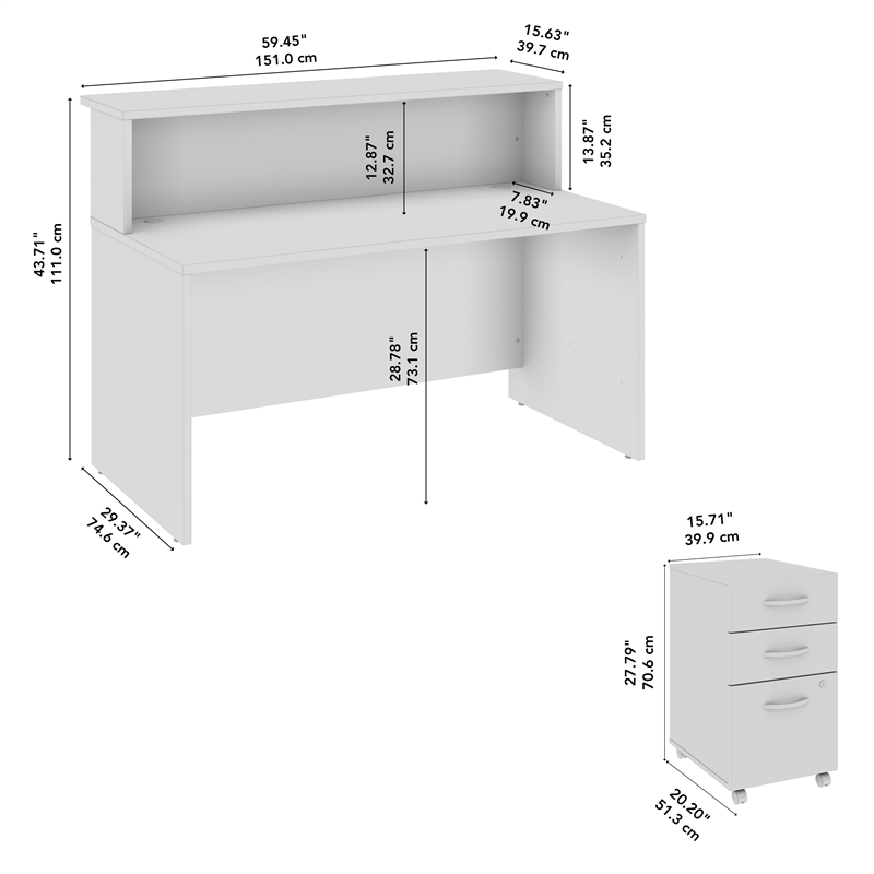 Scranton & Co Wood 60W x 30D Reception Desk with Drawers in Natural Elm