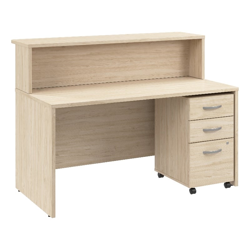 Scranton & Co Wood 60W x 30D Reception Desk with Drawers in Natural Elm