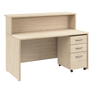 Scranton & Co Wood 60W x 30D Reception Desk with Drawers in Natural Elm