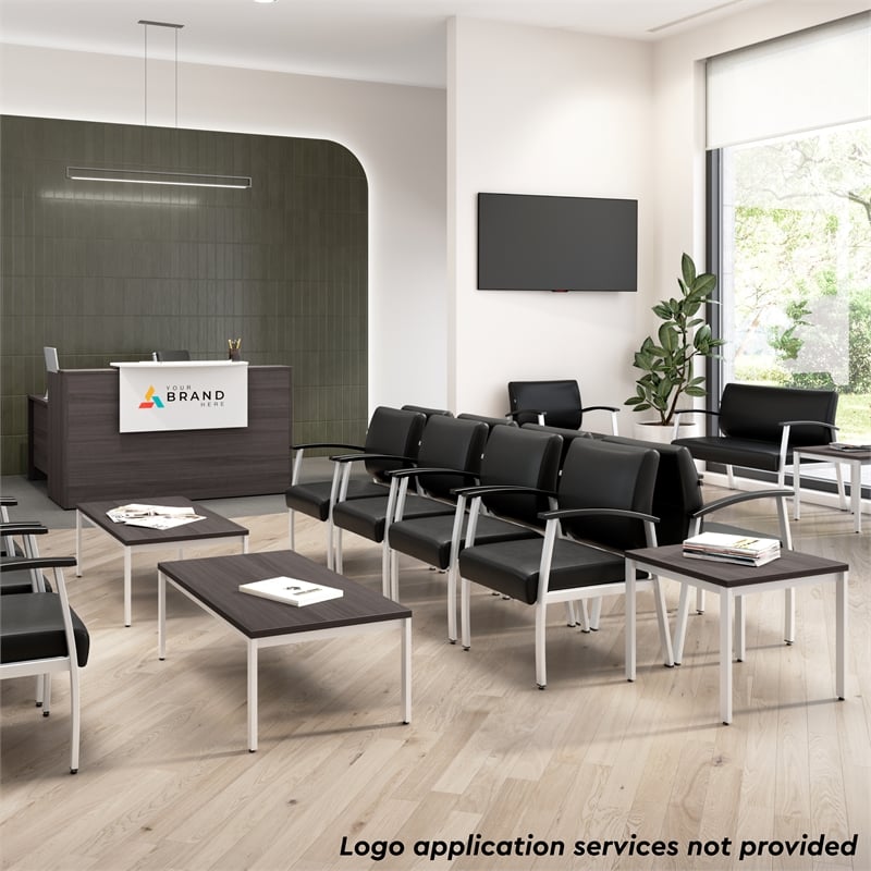 Scranton & Co Wood 60W x 30D Reception Desk with Drawers in Storm Gray