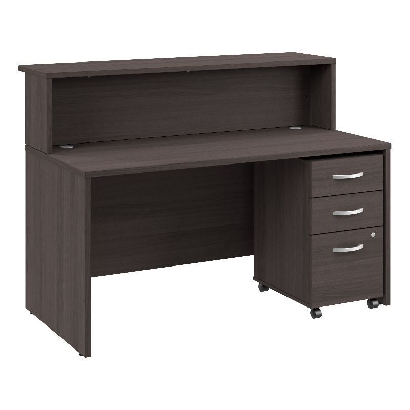 Scranton & Co Wood 60W x 30D Reception Desk with Drawers in Storm Gray