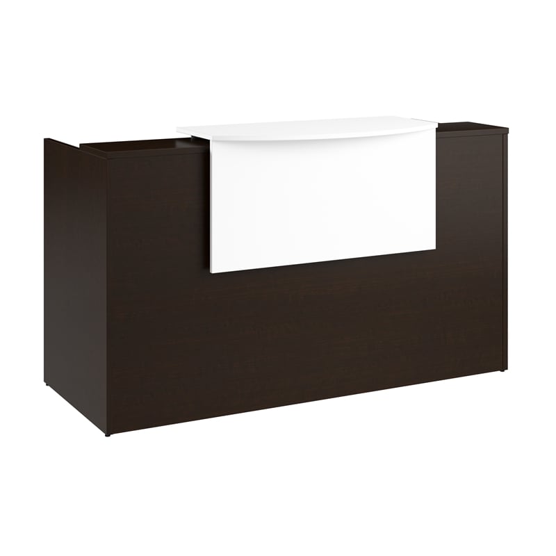Scranton & Co Wood 72W x 30D Reception Desk with Drawers in Mocha Cherry