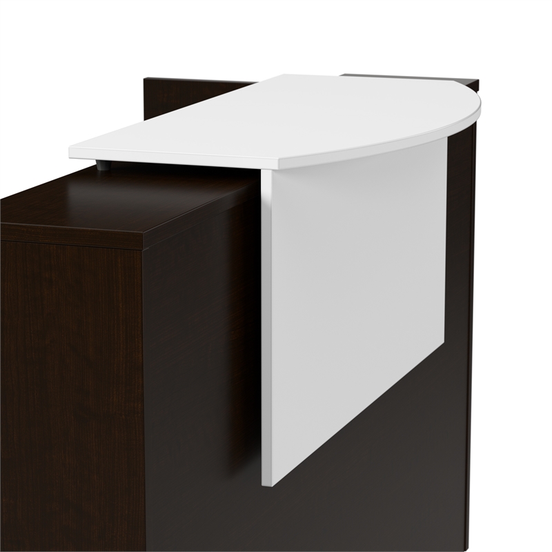 Scranton & Co Wood 72W x 30D Reception Desk with Drawers in Mocha Cherry