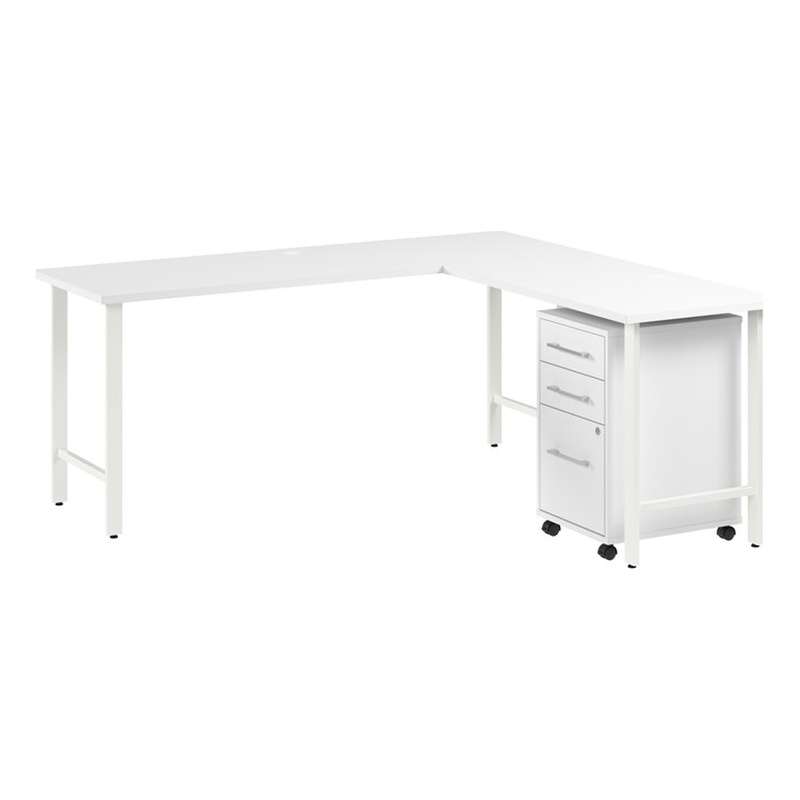 Scranton & Co Wood 72W x 24D L-Shaped Computer Desk with Drawers in White