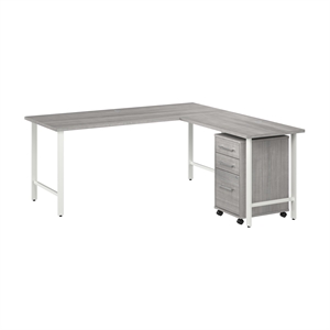 Scranton & Co Engineered Wood 72W x 30D L-Shaped Desk with Drawers in Gray