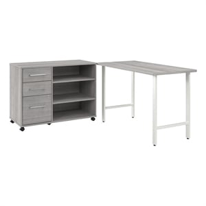 Scranton & Co Engineered Wood 48W x 24D Computer Desk with Storage in Gray