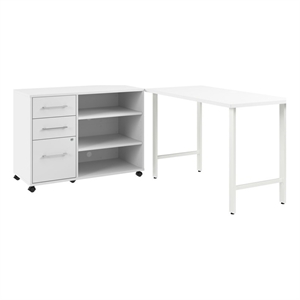 Scranton & Co Engineered Wood 48W x 24D Computer Desk with Storage in White