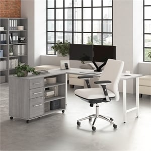 Scranton & Co Engineered Wood 72W x 24D Computer Desk with Storage in Gray